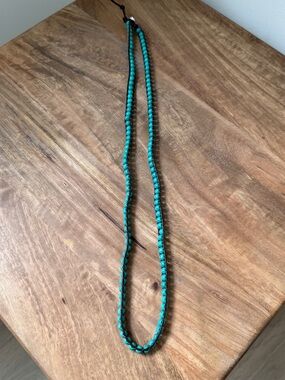 Boho Turquoise Beaded Leather Wrap Bracelet / Long Layering Necklace